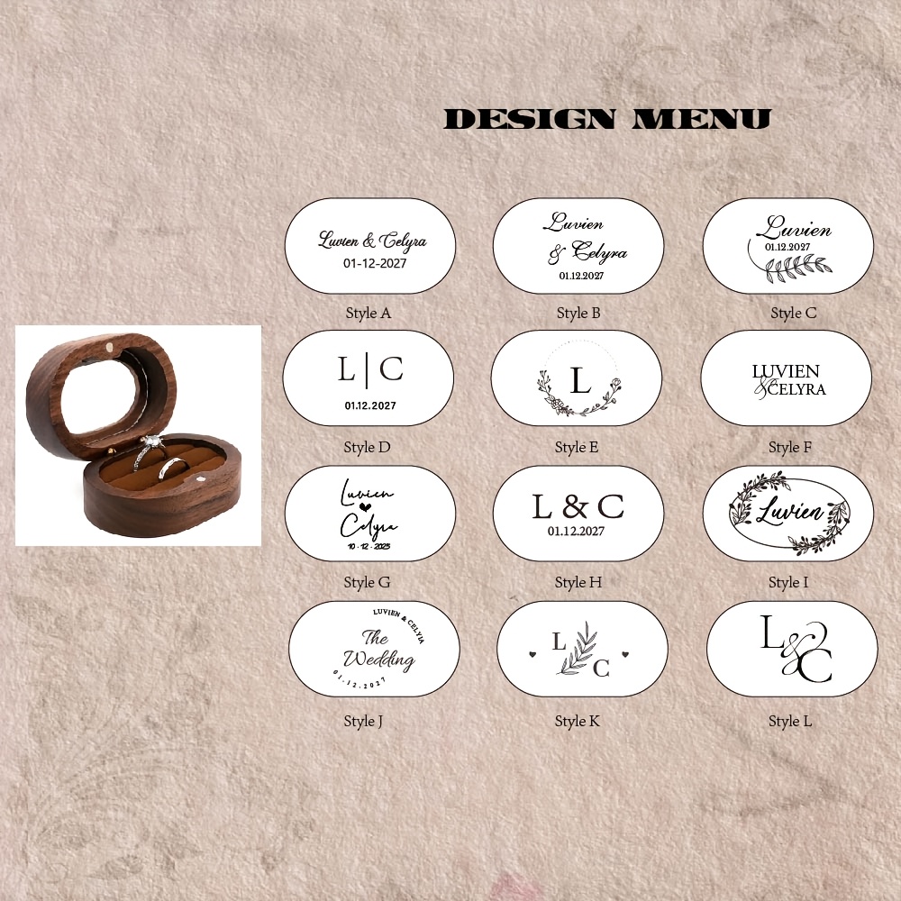 Personalized Oval Walnut Ring Box for Proposals and Weddings